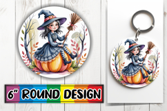 Radiant Circle Keychain Magic PNG, Pumpkin Watercolor Product Image 1
