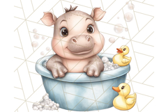 Safari Animal Babies in Bubble Baths, Cute Jungle Animal PNG Product Image 5