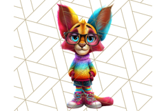 Funky Safari Animals PNG Clipart With Rainbow Hair, Cute Png Product Image 5