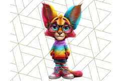 Funky Safari Animals PNG Clipart With Rainbow Hair, Cute Png Product Image 5