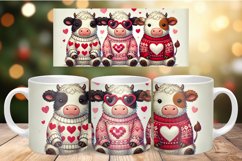 Valentine Mug Wrap Sublimation - three cows Product Image 1