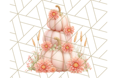 Pumpkin Clipart with Fall Flowers PNG Autumn Illustration Product Image 5