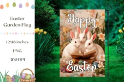 Floral Easter Garden Flag Design, Vintage Bunny Garden Flag Product Image 1