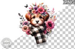 Dog With Flowers Sublimation - Clipart PNG Design Product Image 1