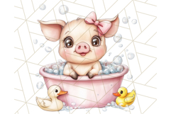 Farm Animal Babies in Bubble Bath PNG, Nursery Clipart Product Image 5