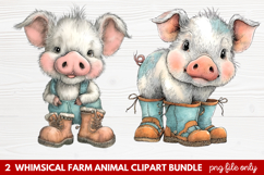 Whimsical Farm Animal Clipart | Cute Farm Animals PNG Set Product Image 1
