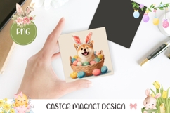 Easter Dog Magnet PNG, Funny Dog Square Coaster Template Product Image 1