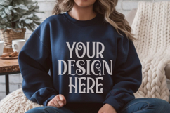 Navy Gildan 18000 Mockup, Gildan Sweatshirt Mockup Product Image 1