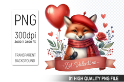 Cute Dog Clipart PNG, Valentine&#039;s Day Animal PNG File Product Image 1