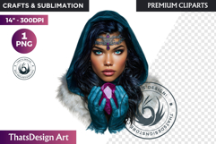 Fantasy Boreal Winter Girl Warrior &amp; Ice Queen Clipart Product Image 1