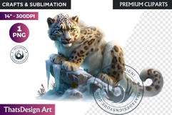 Leopard Watercolor Arctic Winter Animal Clipart Wildlife PNG Product Image 1