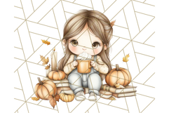 Pumpkin Spice Chibi Girls, Fall Accessories PNG, Cozy Autumn Product Image 5