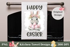 Happy Easter Towel, Cartoon Easter Bunny Towel Sublimation Product Image 1