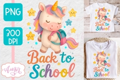 Back to school shirt PNG, Cute unicorn sublimation design Product Image 1