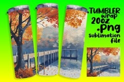 Autumn Scene Sublimation | 20oz Watercolor Tumbler Wrap Product Image 1