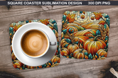 Pumpkin Coaster Sublimation, Halloween Coaster PNG Design Product Image 1