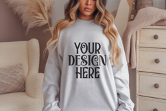 Ash Gildan 18000 Sweatshirt Mockup,G18000 Crewneck Sweatshir Product Image 1