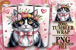 Blissful moments 20oz tumbler wrap, Valentines Cat Product Image 1