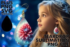 Sweet Teardrop Earrings Design PNG, 3D Flower Product Image 1