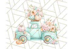 Vintage Truck Pumpkin and Fall Flowers PNG Clipart, Autumn Product Image 5