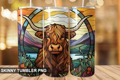 Stained Glass Highland Cow PNG Tumbler Design Product Image 1