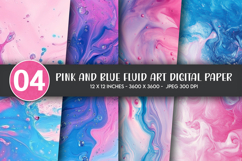Pink and Blue Fluid Art Digital Paper Product Image 1
