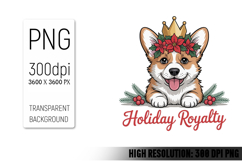 Cute Christmas Dog, Animal Sublimation Clipart PNG Product Image 1