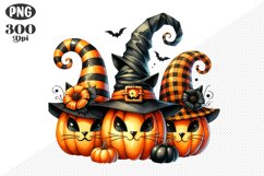 Halloween Cat And Pumpkin Sublimation - Clipart PNG Design Product Image 1