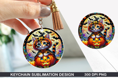 Kitten Keychain Sublimation - Halloween Keychain PNG Design Product Image 1