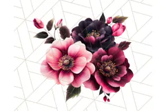 Gothic Floral PNG, Dark Aesthetic Flowers Clipart Print Product Image 5