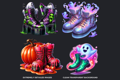 Halloween Character Boots V2 - Spooky Gothic Clipart PNG Product Image 3