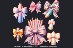 Pastel Coquette Pencil bow Clipart Set Girly School Supplies Product Image 3