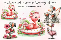 Whimsical Summer Flamingo Clipart PNG Product Image 1