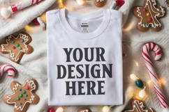 Gildan 64000 White Folded Christmas Flat Lay T-shirt Product Image 1