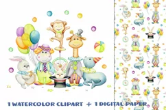 circus animals clipart digital paper baby boy girl nursery Product Image 1