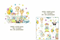 circus animals clipart digital paper baby boy girl nursery Product Image 2