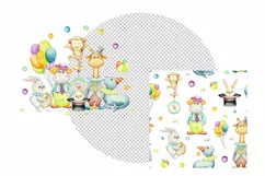 circus animals clipart digital paper baby boy girl nursery Product Image 3