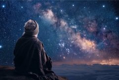 Ethereal night sky lone observer contemplates the cosmos Product Image 1