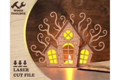 Spooky House Candle Holder SVG Product Image 1