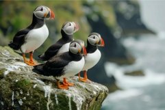 Small Atlantic puffins birds. Generate ai Product Image 1