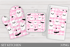 Halloween Oven Mitt Sublimation. Ghost Kitchen Towel Design Product Image 1