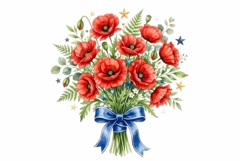 poppy bouquet Memorial Day Patriotic clipart Product Image 1