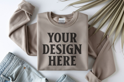 Gildan 18000 Sand Folded Flat Lay Mockups Product Image 1