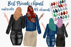 Muslim women clipart, Muslim Girls, Hijab clipart, Besties Product Image 1