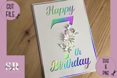 3D 7th Birthday card | Paper cutting | birthday card SVG Product Image 3