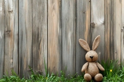 Bunny at the Wooden Wall Background Product Image 1