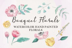 Bouquet Pink Florals 13 Watercolors Flowers Roses Pretty Product Image 1