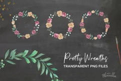 Wine Wreaths Watercolor 8 Flowers Red Cream Roses Leaves Product Image 2