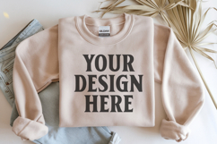 Gildan 18000 Sand Folded Flat Lay Mockups Product Image 1