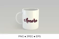 Amore calligraphy PNG. Love in Italian. Red buffalo pattern. Product Image 2